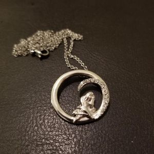 Sterling silver and diamond mermaid pendant